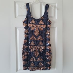 Charlotte Russe Black and Gold Sequin Mini Dress